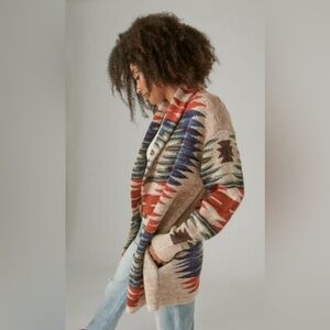 Women’s Lucky Brand Aztec Sweater Cardigan Boho Southwestern size XS button up